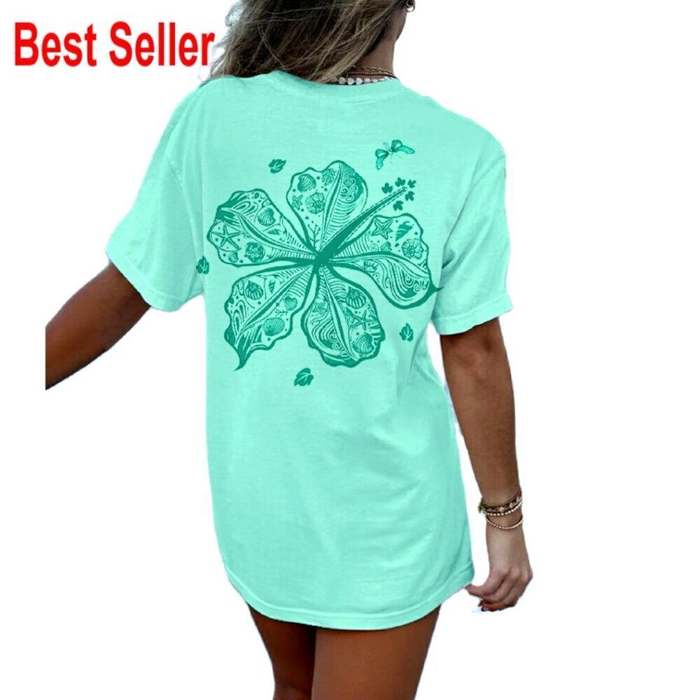 Oversized Graphic Tee Y2K Preppy Floral Summer Tshirt Loose Fit Casual Top
